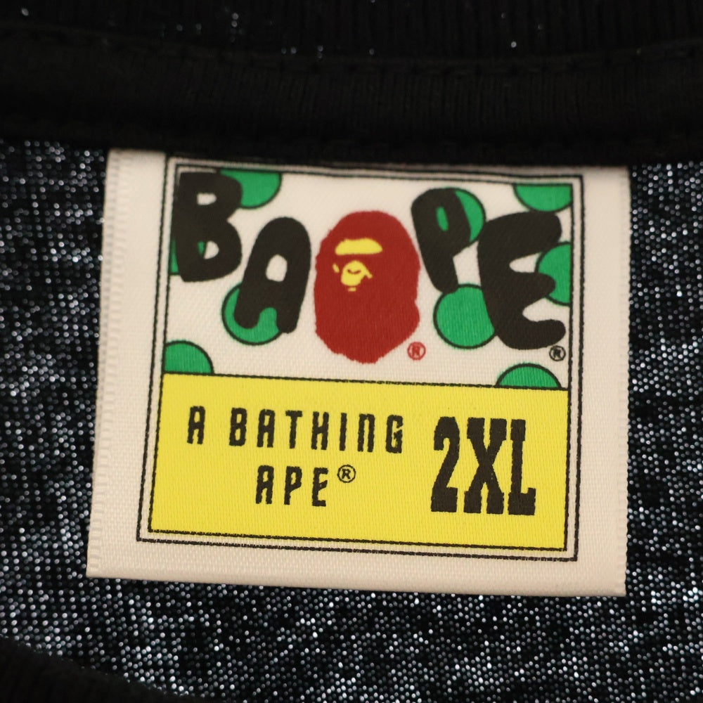 A BATHING APE(アベイシングエイプ) ABC CAMO COLLEGE TEE ABC カモ カレッジプリント クルーネックTシャツカットソー ブラック/グリーン 001TEL301005M