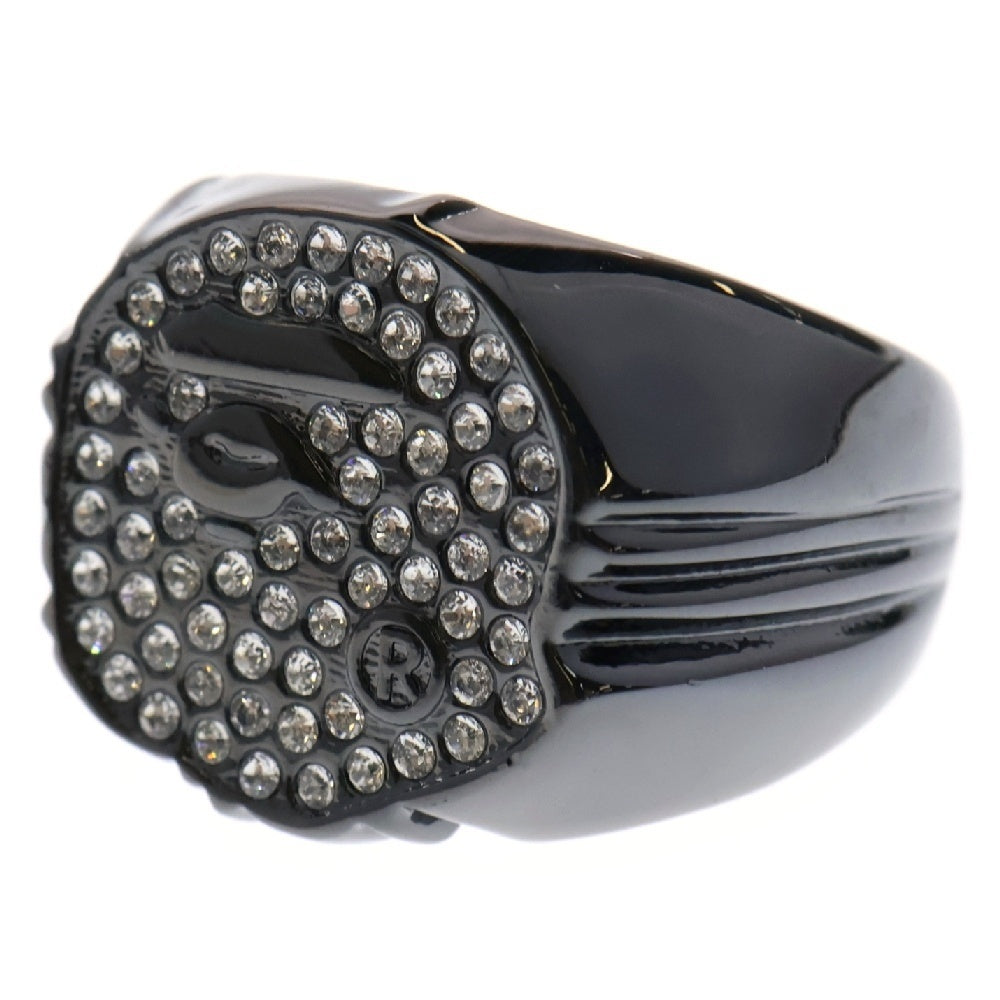 A BATHING APE(アベイシングエイプ) RHINESTONE APE HEAD RING ラインストーン リング ブラック