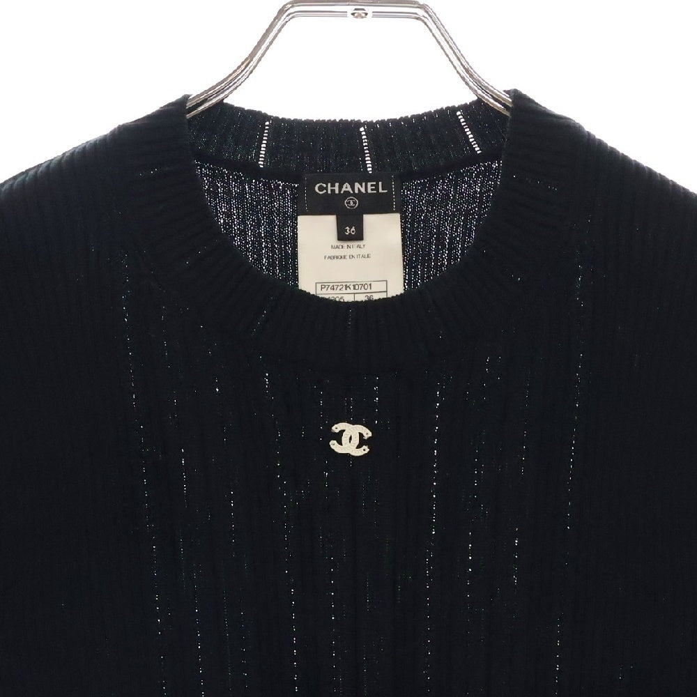 CHANEL(シャネル) 23AW Short Sleeve Knit Shirt ココマーク 半袖ニットシャツ P74721 レディース