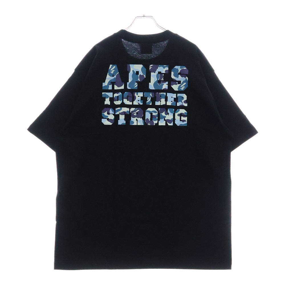 A BATHING APE(アベイシングエイプ) ABC CAMO COLLEGE ATS TEE ABC カモ カレッジ ATS 半袖Tシャツカットソー ブラック/ブルー 001TEL30101M