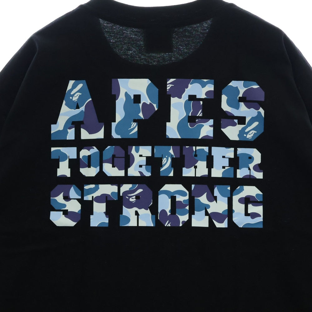 A BATHING APE(アベイシングエイプ) ABC CAMO COLLEGE ATS TEE ABC カモ カレッジ ATS 半袖Tシャツカットソー ブラック/ブルー 001TEL30101M