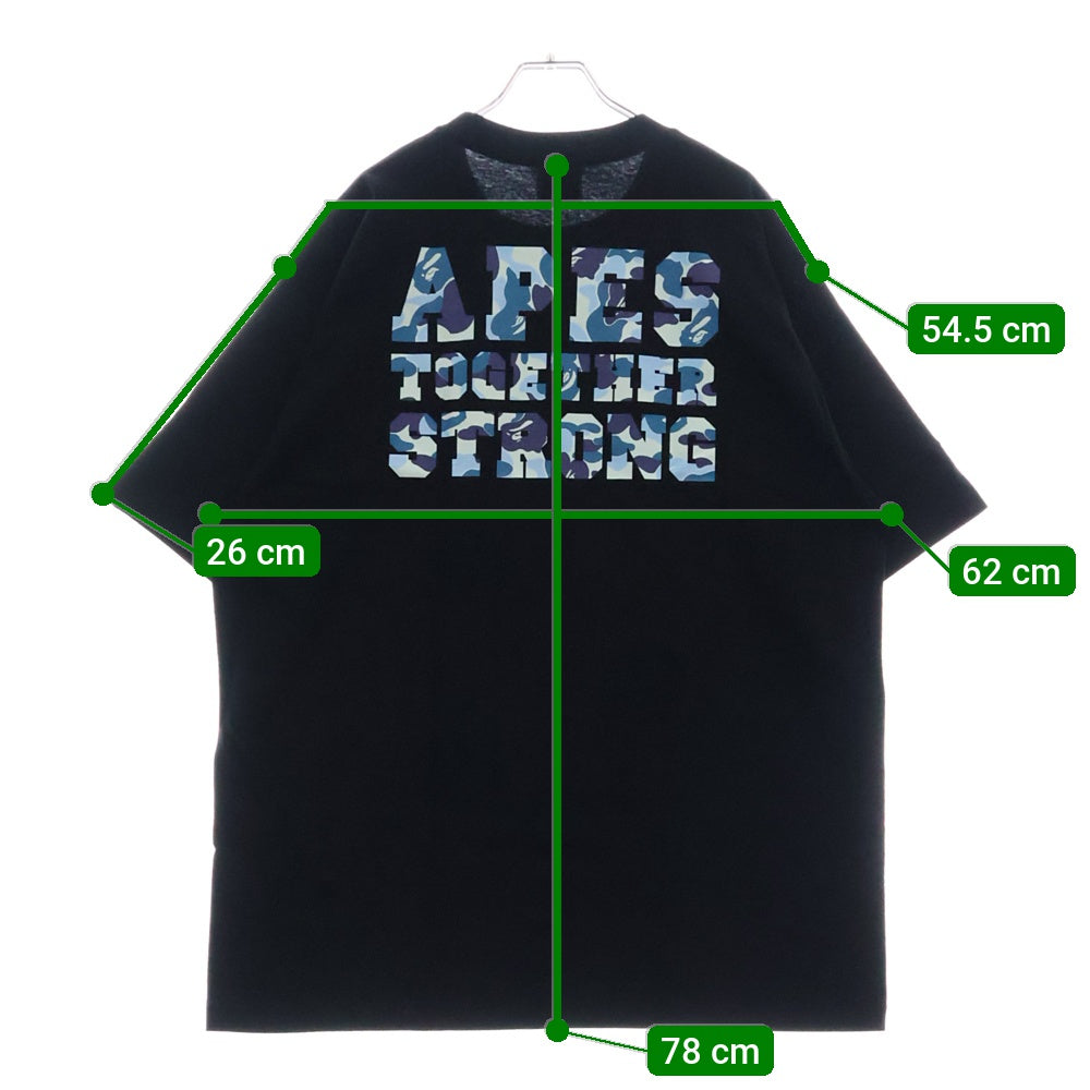 A BATHING APE(アベイシングエイプ) ABC CAMO COLLEGE ATS TEE ABC カモ カレッジ ATS 半袖Tシャツカットソー ブラック/ブルー 001TEL30101M