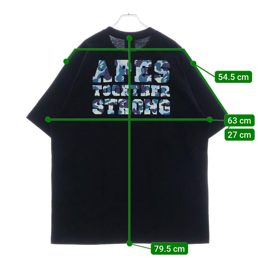 A BATHING APE(アベイシングエイプ) ABC CAMO COLLEGE ATS TEE ABC カモ カレッジ ATS 半袖Tシャツカットソー ブラック/ブルー 001TEL30101M
