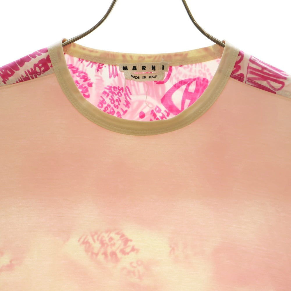 MARNI(マルニ) 21SS 総柄プリントTシャツ クルーネックTシャツ ホワイト/ピンク HUMU0009Q0 STJ333