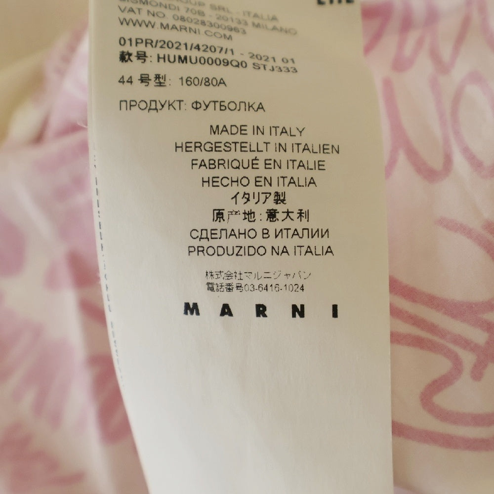 MARNI(マルニ) 21SS 総柄プリントTシャツ クルーネックTシャツ ホワイト/ピンク HUMU0009Q0 STJ333