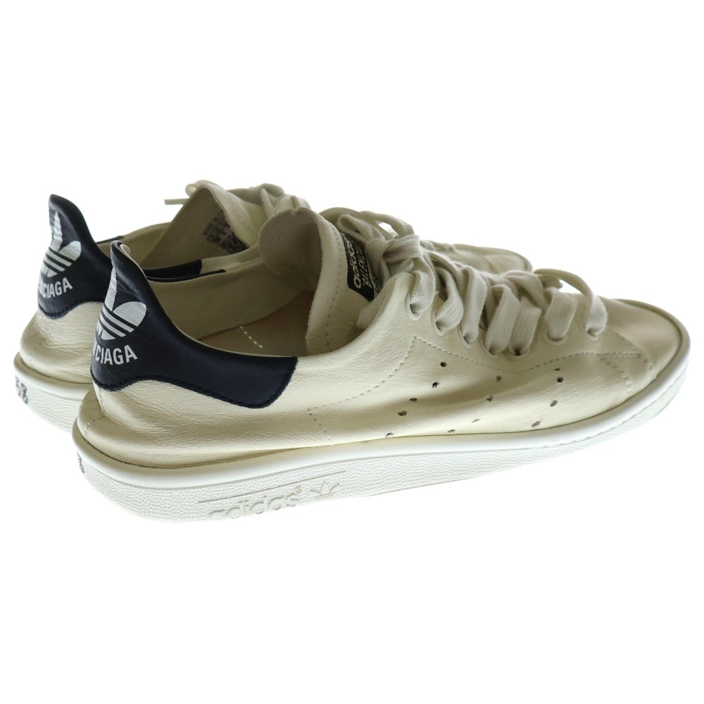 BALENCIAGA(バレンシアガ) 22AW×adidas STAN SMITH アディダス スタンスミス ヴィンテージ ダメージ加工 ローカットスニーカー レディース ホワイト/ブラック US8/24cm 721836 WBDV338