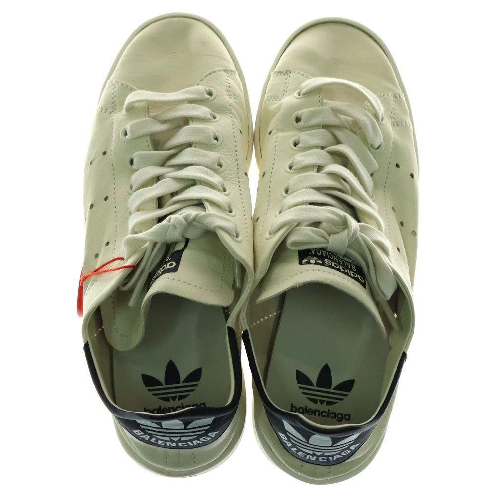 BALENCIAGA(バレンシアガ) 22AW×adidas STAN SMITH アディダス スタンスミス ヴィンテージ ダメージ加工 ローカットスニーカー レディース ホワイト/ブラック US8/24cm 721836 WBDV338