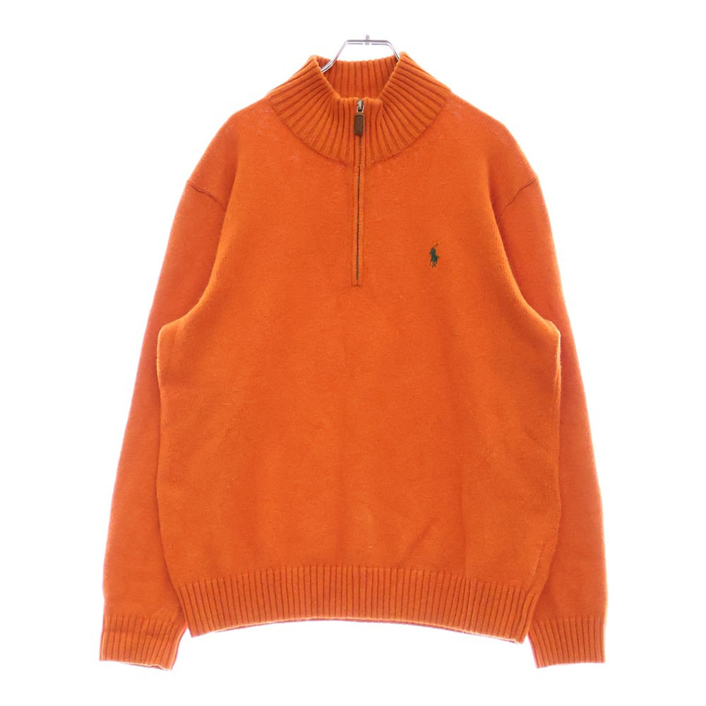 POLO RALPH LAUREN(ポロラルフローレン) ロゴ刺繍 ハーフジップニット オレンジ