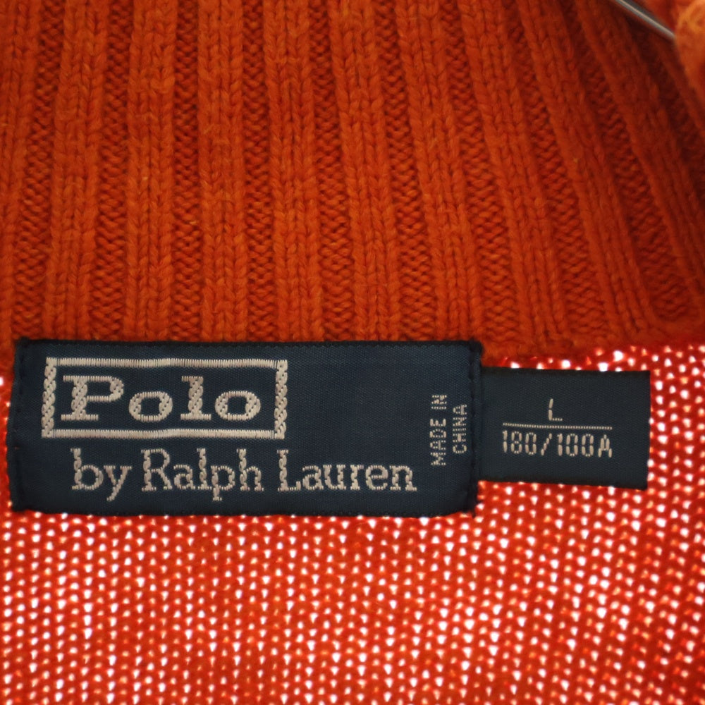 POLO RALPH LAUREN(ポロラルフローレン) ロゴ刺繍 ハーフジップニット オレンジ