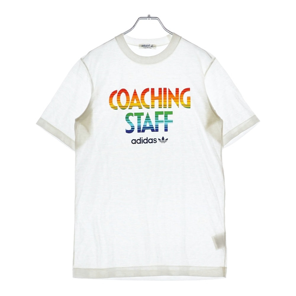 adidas(アディダス) vintage COACHING STAFF Print Tee フロントプリント クルーネック半袖Tシャツカットソー ホワイト ADS-73
