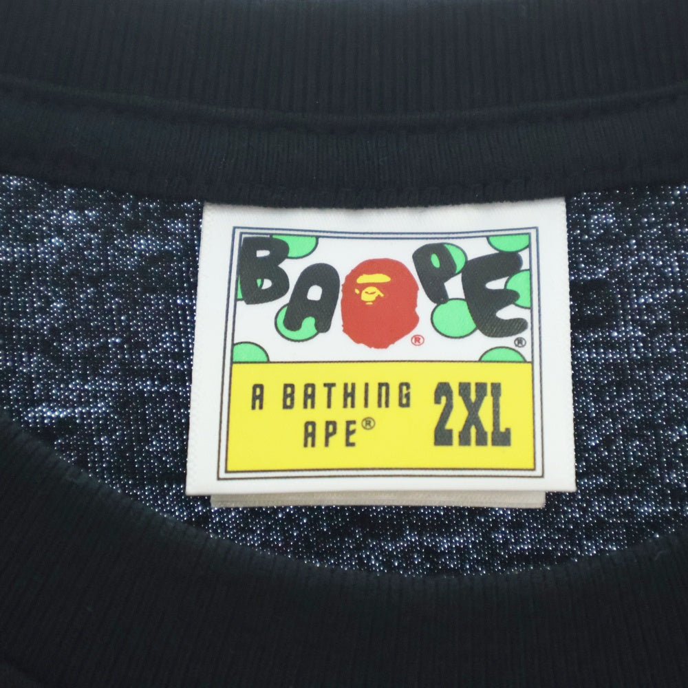 A BATHING APE(アベイシングエイプ) BY BATHING APE TEE フロントプリント クルーネック半袖Tシャツカットソー ブラック 001TEL301002M
