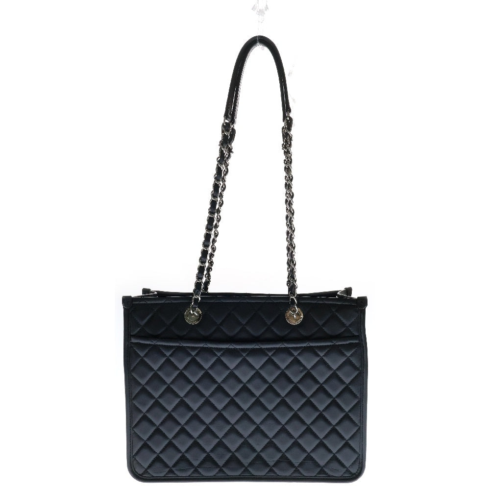 CHANEL(シャネル) マトラッセ ココマーク カーフスキン スクエアチェーンショルダートートバッグ ブラック