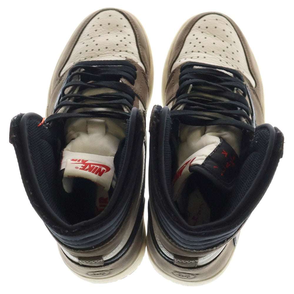 NIKE(ナイキ) ×Travis Scott Air Jordan 1 Retro High OG TS SP Sail/Dark Mocha ×トラヴィススコット エアジョーダン1 レトロ OG TS SP ハイカットスニーカー CD4487-100