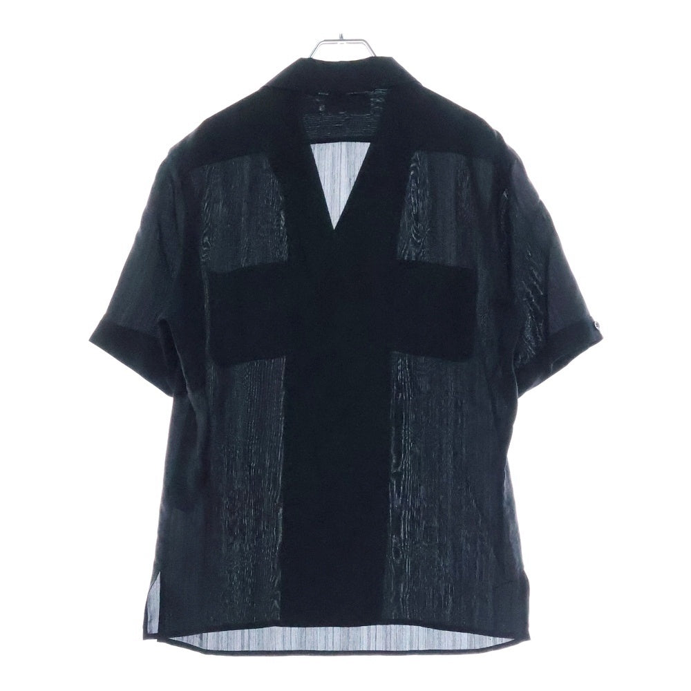 SAINT LAURENT PARIS(サンローランパリ) シルク 半袖開襟シャツ ブラック JP53 2020 00586