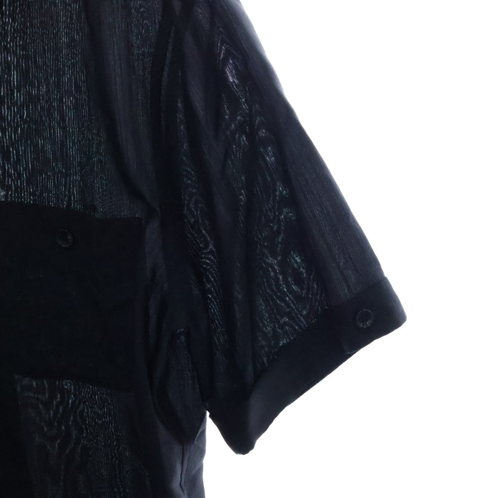 SAINT LAURENT PARIS(サンローランパリ) シルク 半袖開襟シャツ ブラック JP53 2020 00586