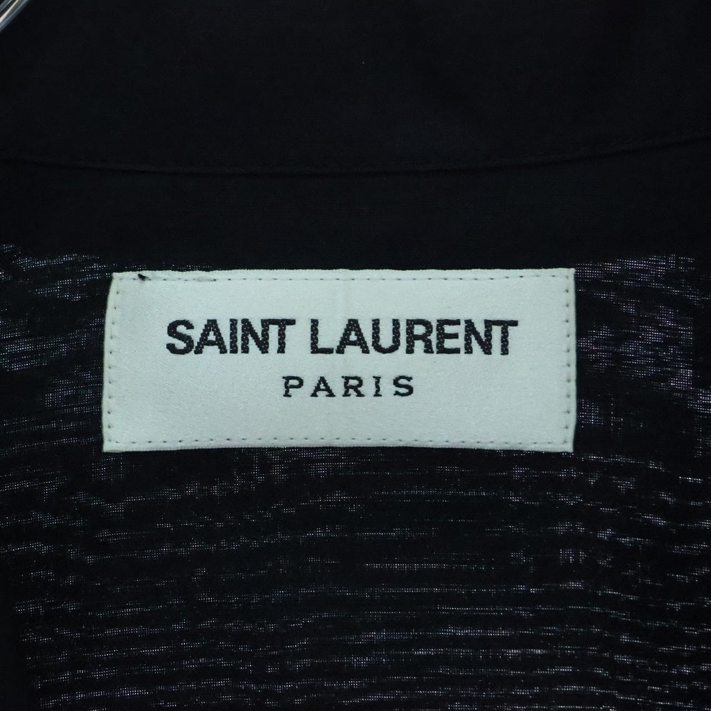 SAINT LAURENT PARIS(サンローランパリ) シルク 半袖開襟シャツ ブラック JP53 2020 00586