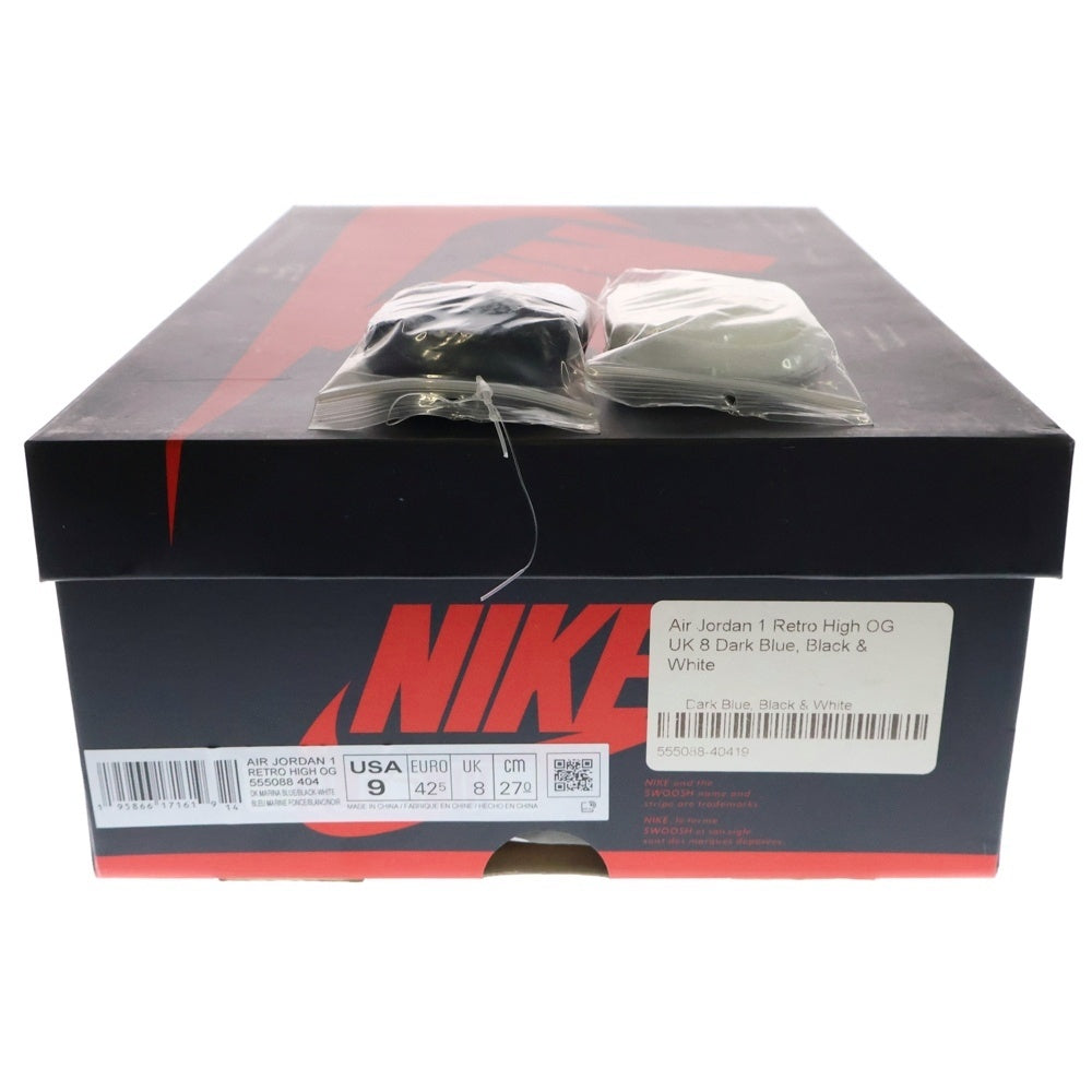 NIKE(ナイキ) Air Jordan 1 Retro High OG Dark Marina Blue エアジョーダン 1 レトロ OG ダークマリーナブルー ハイカットスニーカー ブラック/ブルー US9/27cm 555088-404