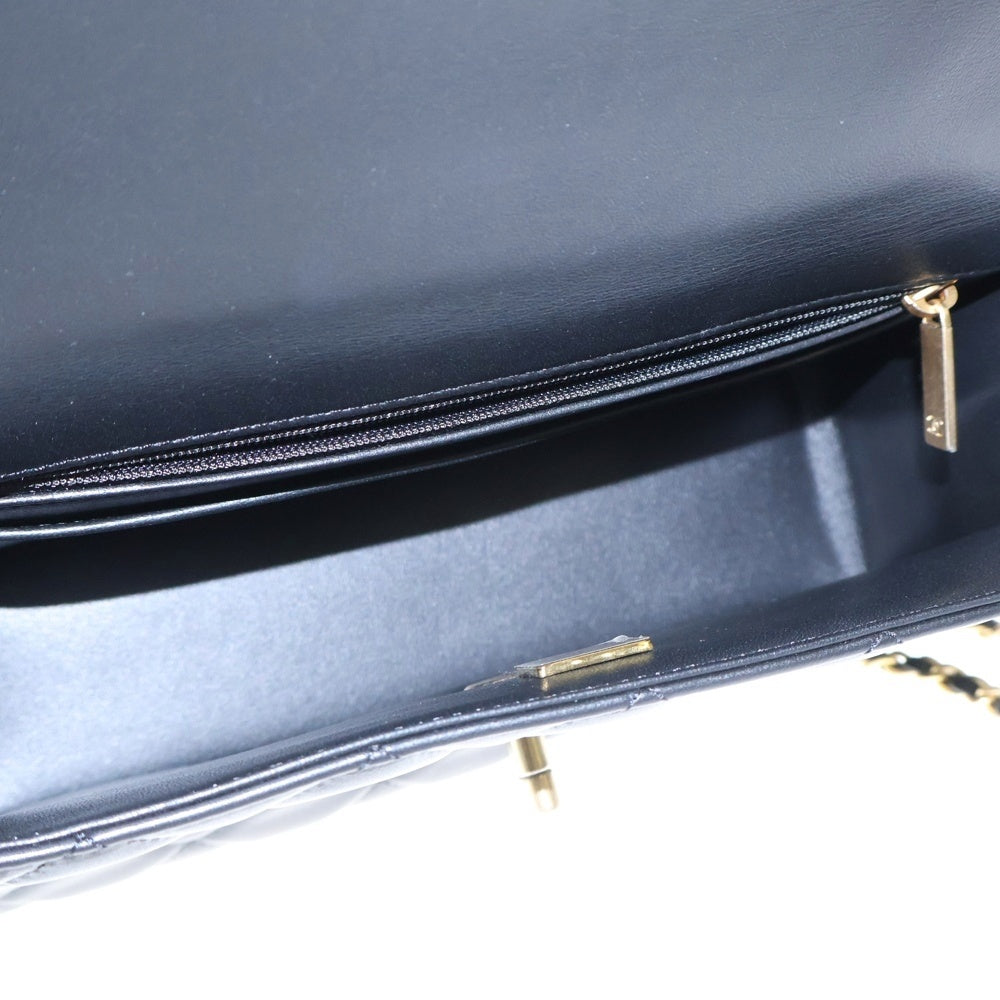 CHANEL(シャネル) マトラッセ ココマーク ラムスキン トップハンドル 2WAY ハンドショルダーバッグ ブラック AS4232