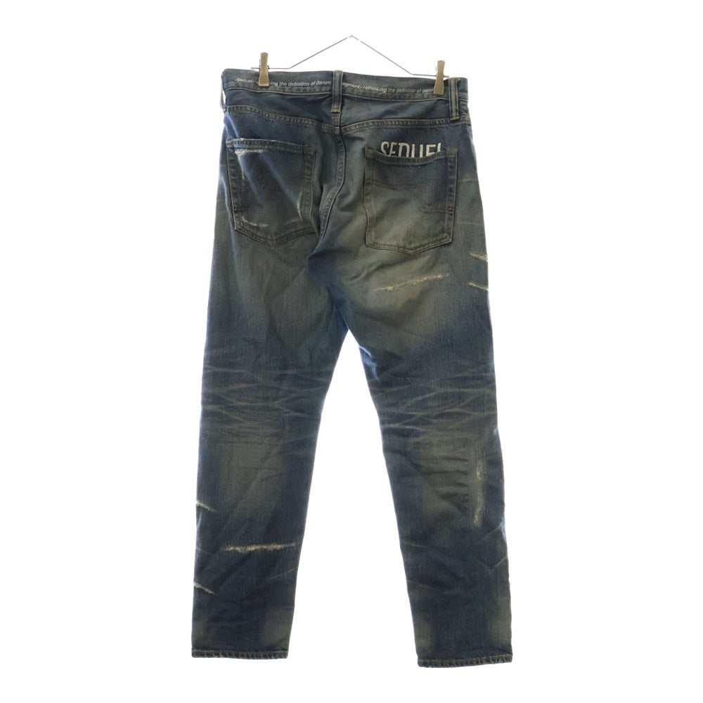 SEQUEL(シークエル) 25SS ×FRAGMENT DAMAGE DENIM PANTS ダメージデニムパンツ インディゴ SQ-25SS-PT-07