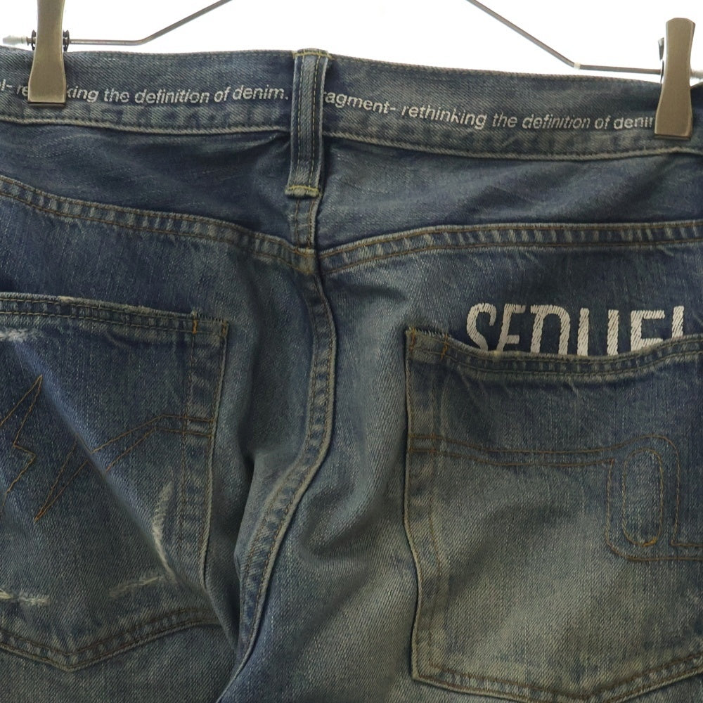 SEQUEL(シークエル) 25SS ×FRAGMENT DAMAGE DENIM PANTS ダメージデニムパンツ インディゴ SQ-25SS-PT-07