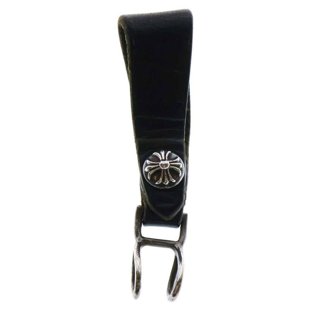 CHROME HEARTS(クロムハーツ) BELT LOOP クロスボールボタンレザーベルトループ シルバー/ブラック BCA397
