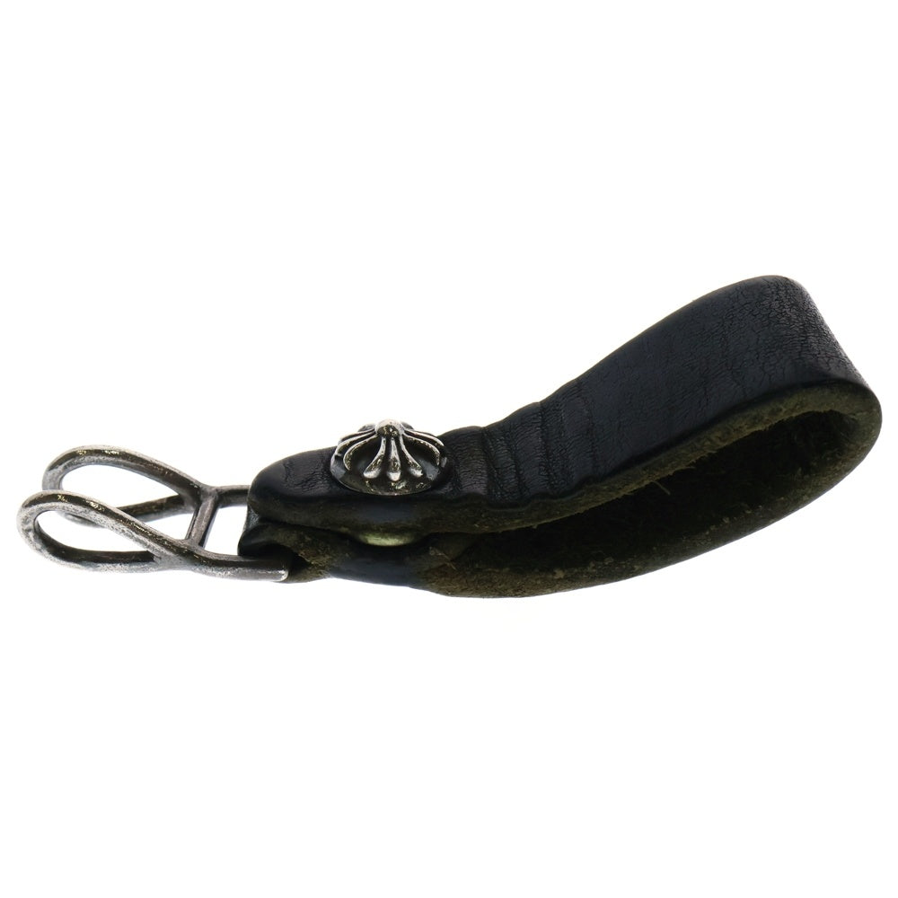 CHROME HEARTS(クロムハーツ) BELT LOOP クロスボールボタンレザーベルトループ シルバー/ブラック BCA397