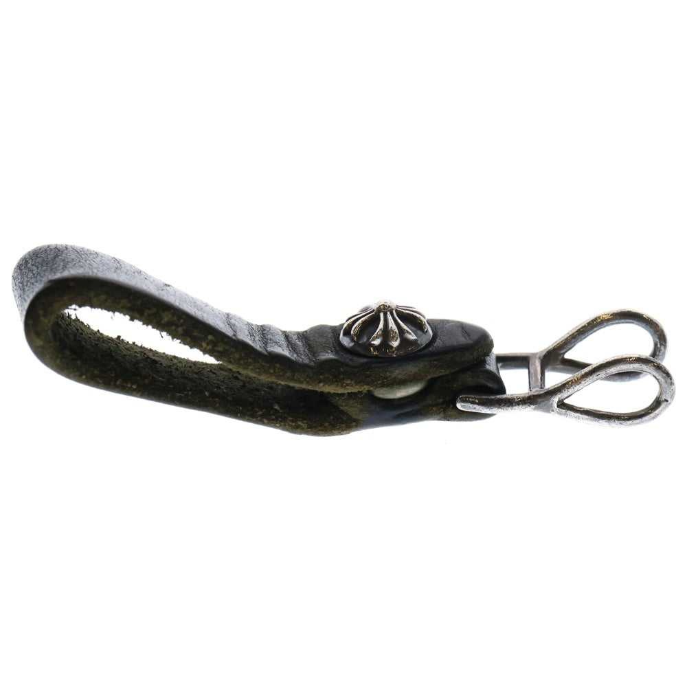 CHROME HEARTS(クロムハーツ) BELT LOOP クロスボールボタンレザーベルトループ シルバー/ブラック BCA397