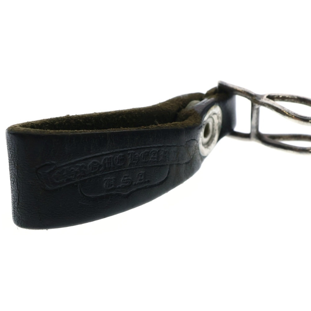CHROME HEARTS(クロムハーツ) BELT LOOP クロスボールボタンレザーベルトループ シルバー/ブラック BCA397
