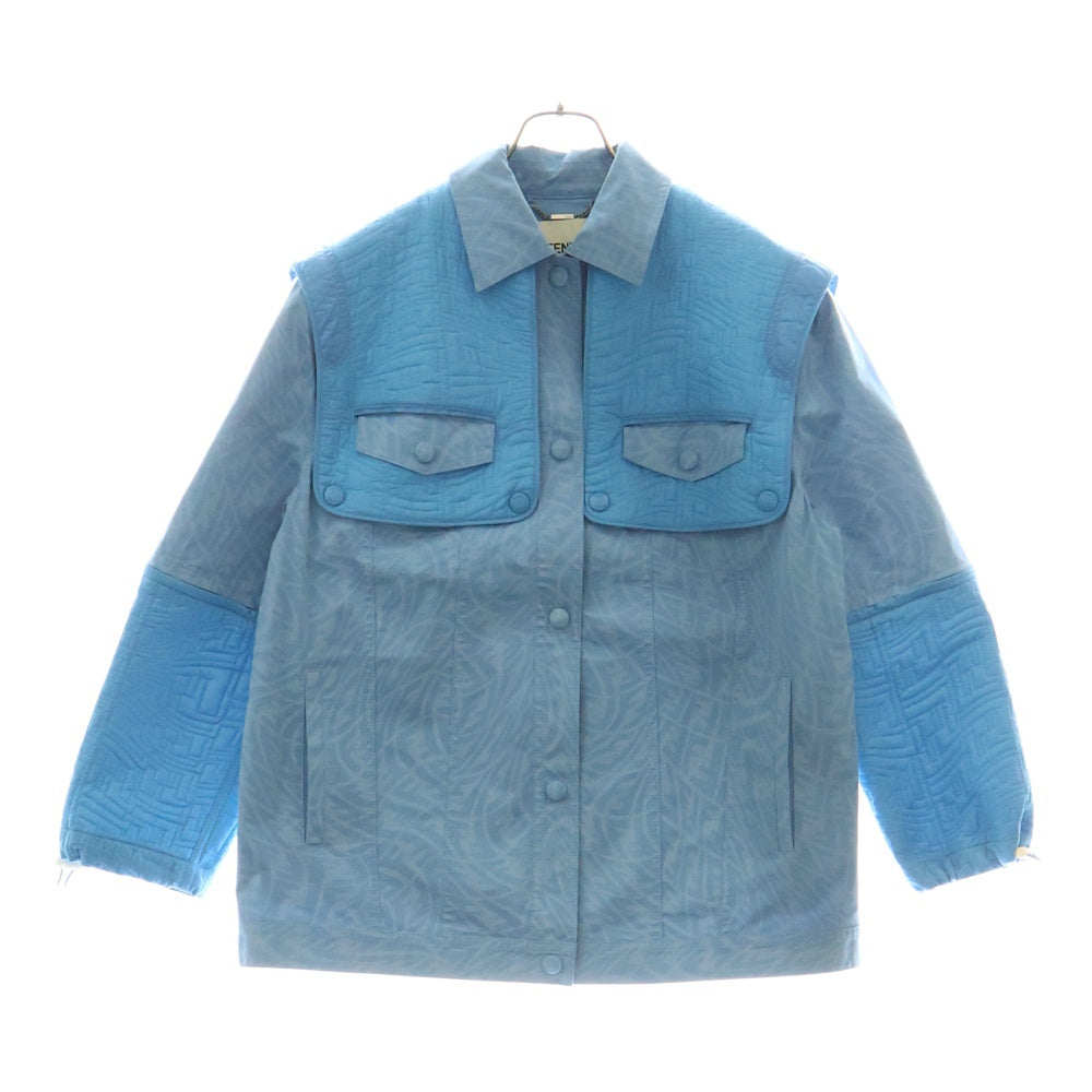FENDI(フェンディ) ×Sarah Coleman FF ズッカ柄 デニムジャケット スカート セットアップ レディース ライトブルー FLF647 AFM2