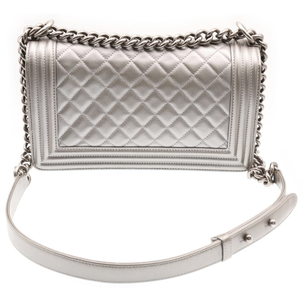 CHANEL(シャネル) ボーイシャネル25 ココマーク キャビアスキン チェーンショルダーバッグ シルバー