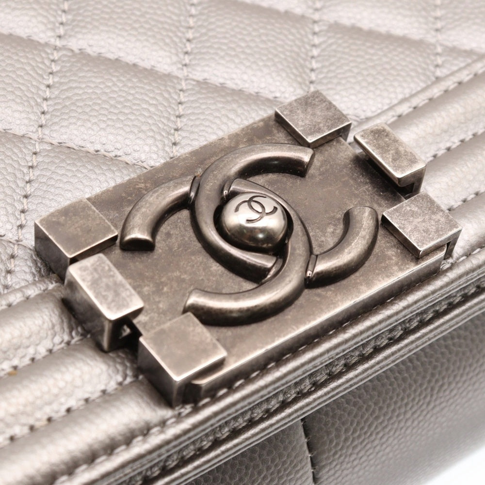 CHANEL(シャネル) ボーイシャネル25 ココマーク キャビアスキン チェーンショルダーバッグ シルバー