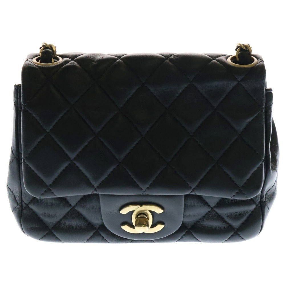CHANEL(シャネル) ミニマトラッセ ココマーク ラムスキン チェーンショルダーバッグ ブラック