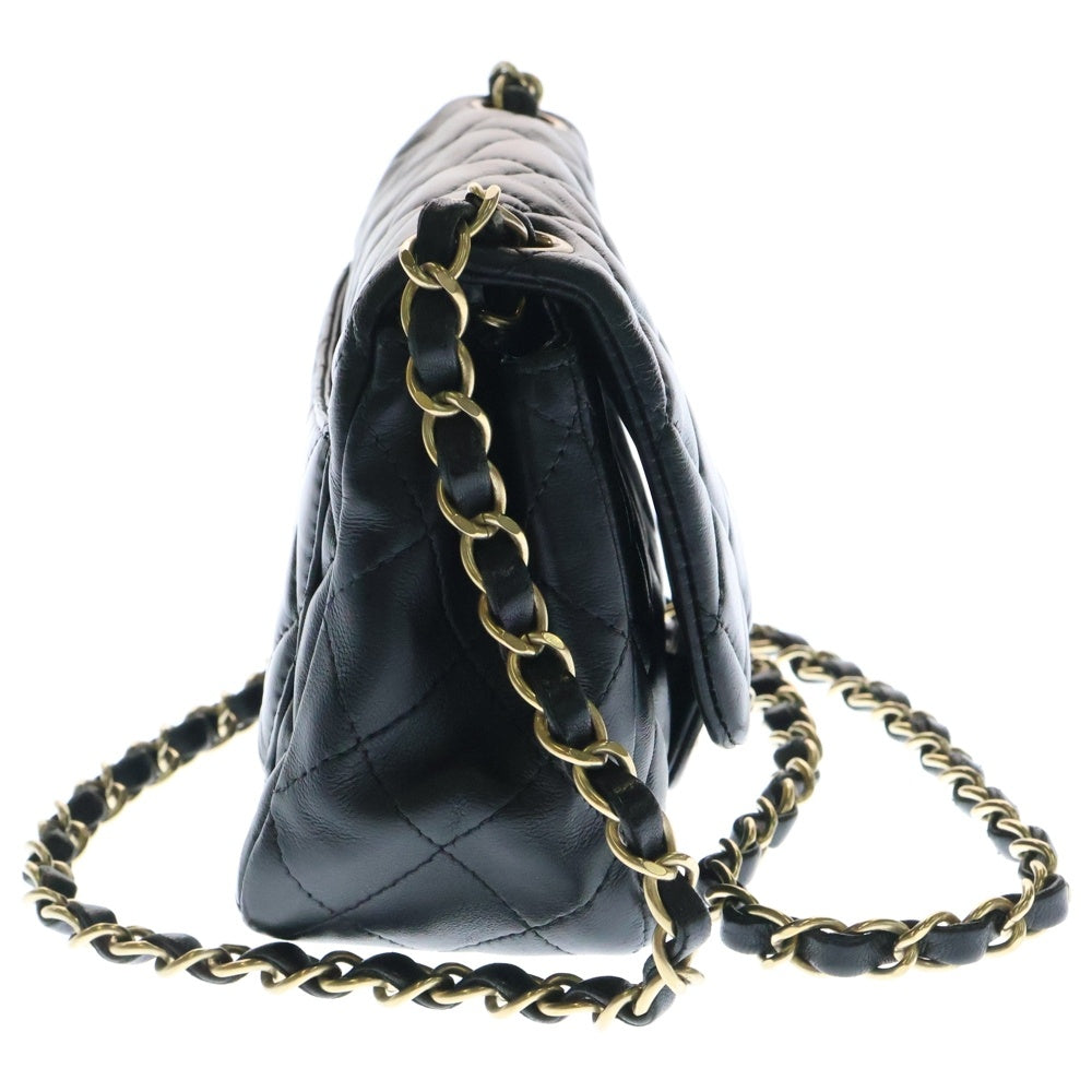 CHANEL(シャネル) ミニマトラッセ ココマーク ラムスキン チェーンショルダーバッグ ブラック