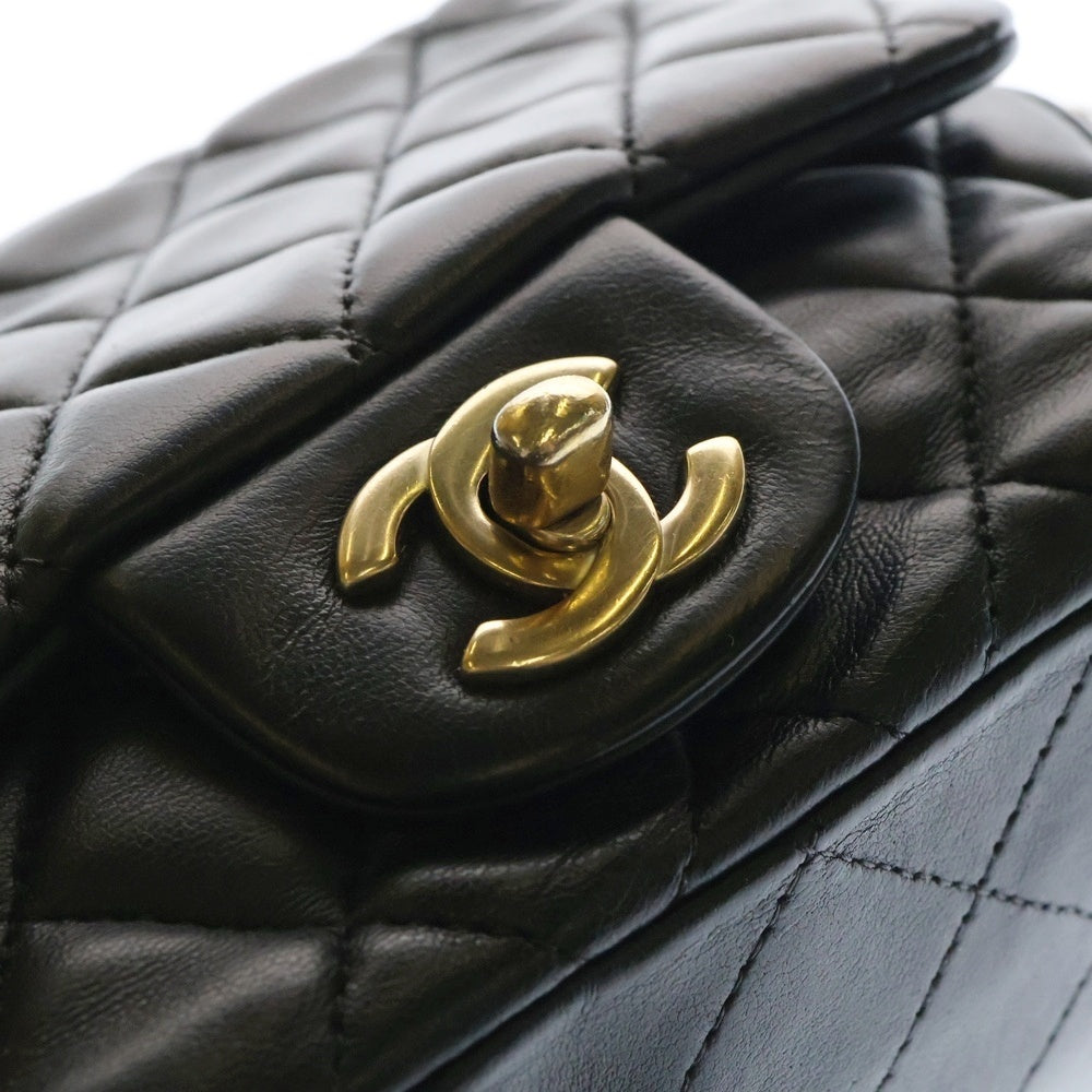 CHANEL(シャネル) ミニマトラッセ ココマーク ラムスキン チェーンショルダーバッグ ブラック