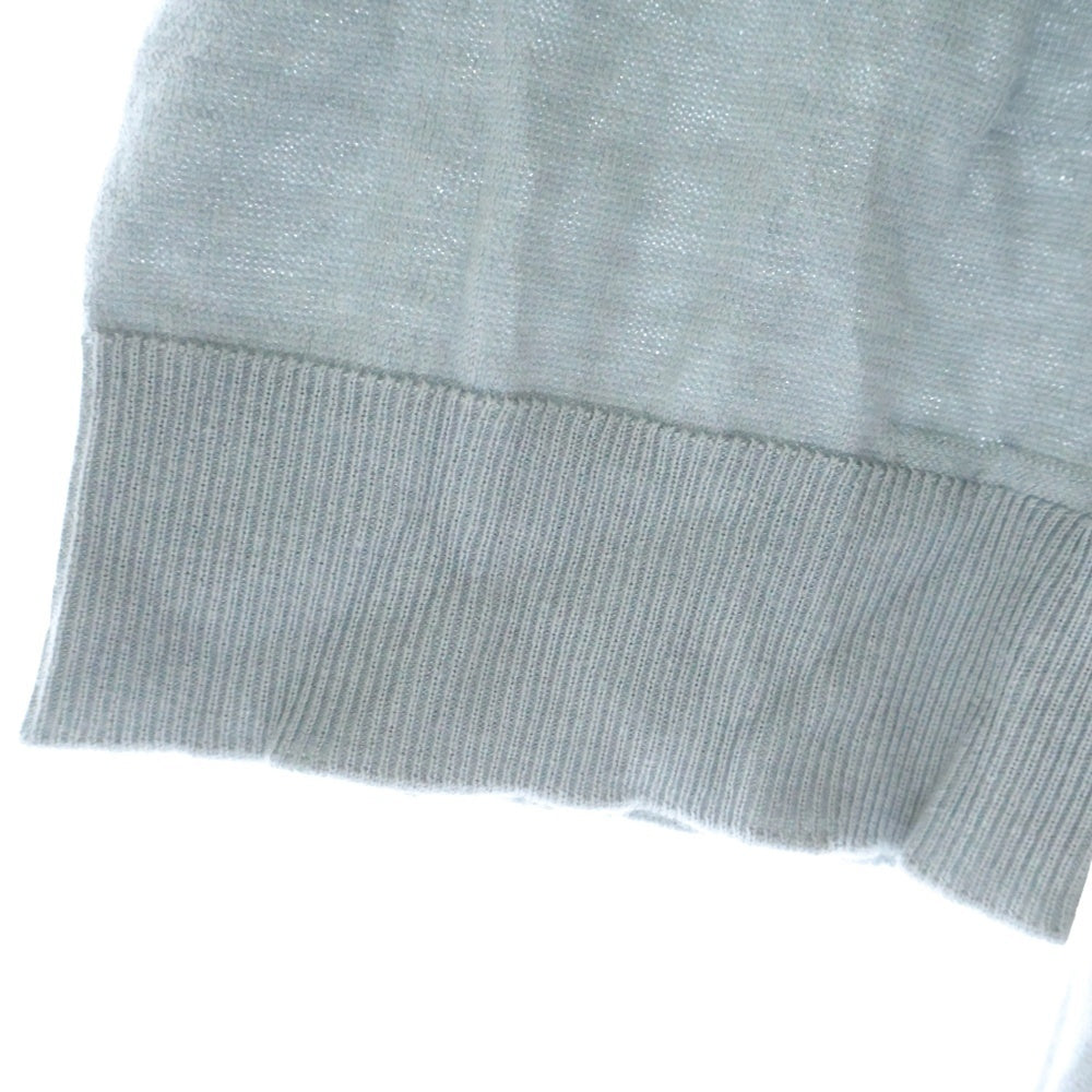 HERMES(エルメス) 25SS Calques en H カルク・アン・H ジャガード織 カシミア混半袖ニット ブルー H557060HA