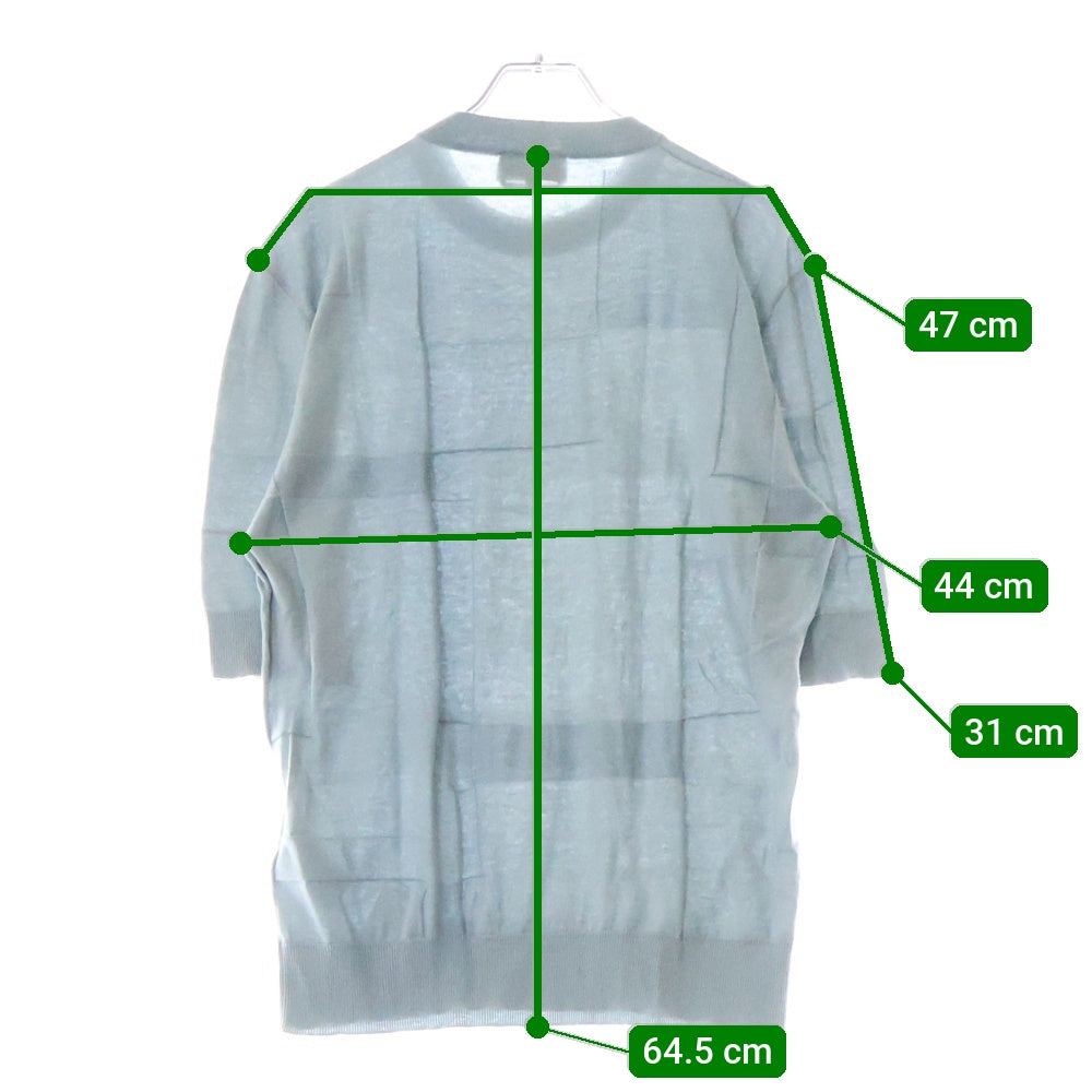 HERMES(エルメス) 25SS Calques en H カルク・アン・H ジャガード織 カシミア混半袖ニット ブルー H557060HA