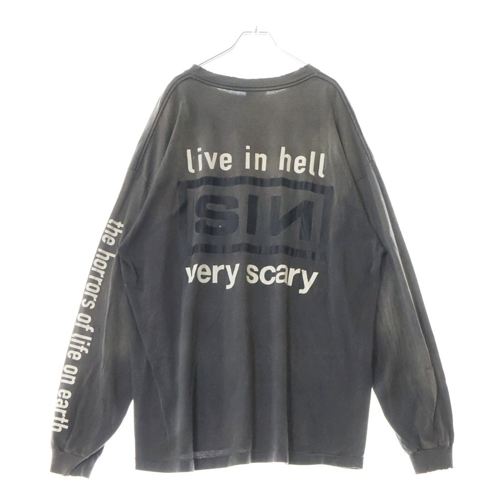 SAINT MICHAEL(セントマイケル) 22AW SIN LS TEE 両面プリント 長袖Tシャツカットソー グレー SM-A22-0000-012
