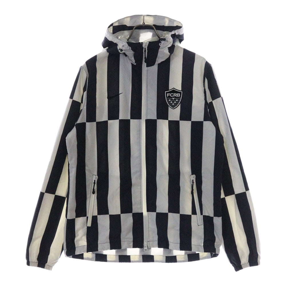 F.C.R.B./F.C.Real Bristol/FCRB(エフシーアールビー/エフシーレアルブリストル) ×NIKE ロゴ刺繍 ストライプ ナイロンジップアップジャケット ホワイト/ネイビー SP140902PMA