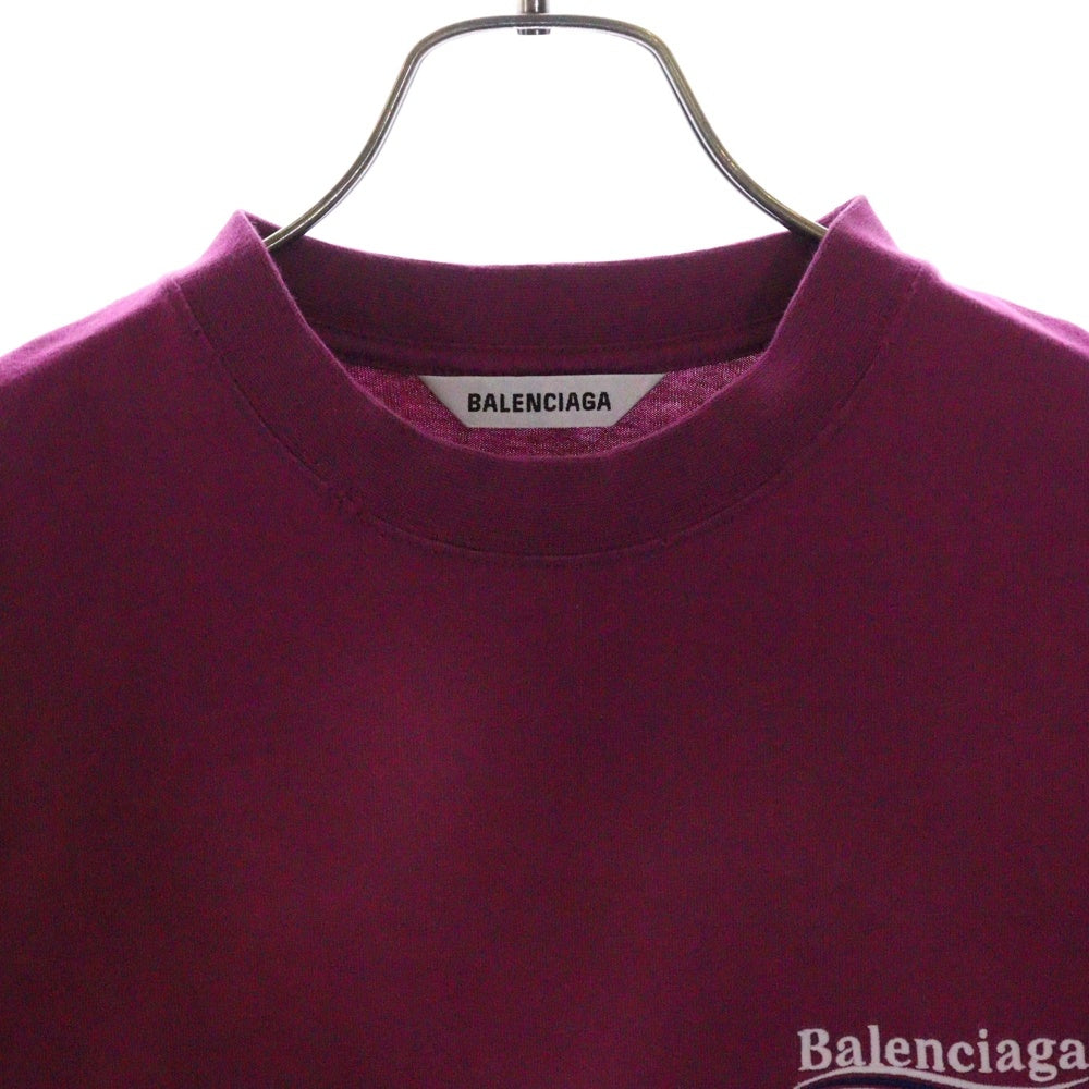 BALENCIAGA(バレンシアガ) 21AW レースデザイン キャンペーンロゴ半袖Tシャツ ワンピース レディース ピンク 671398 TKVJ1