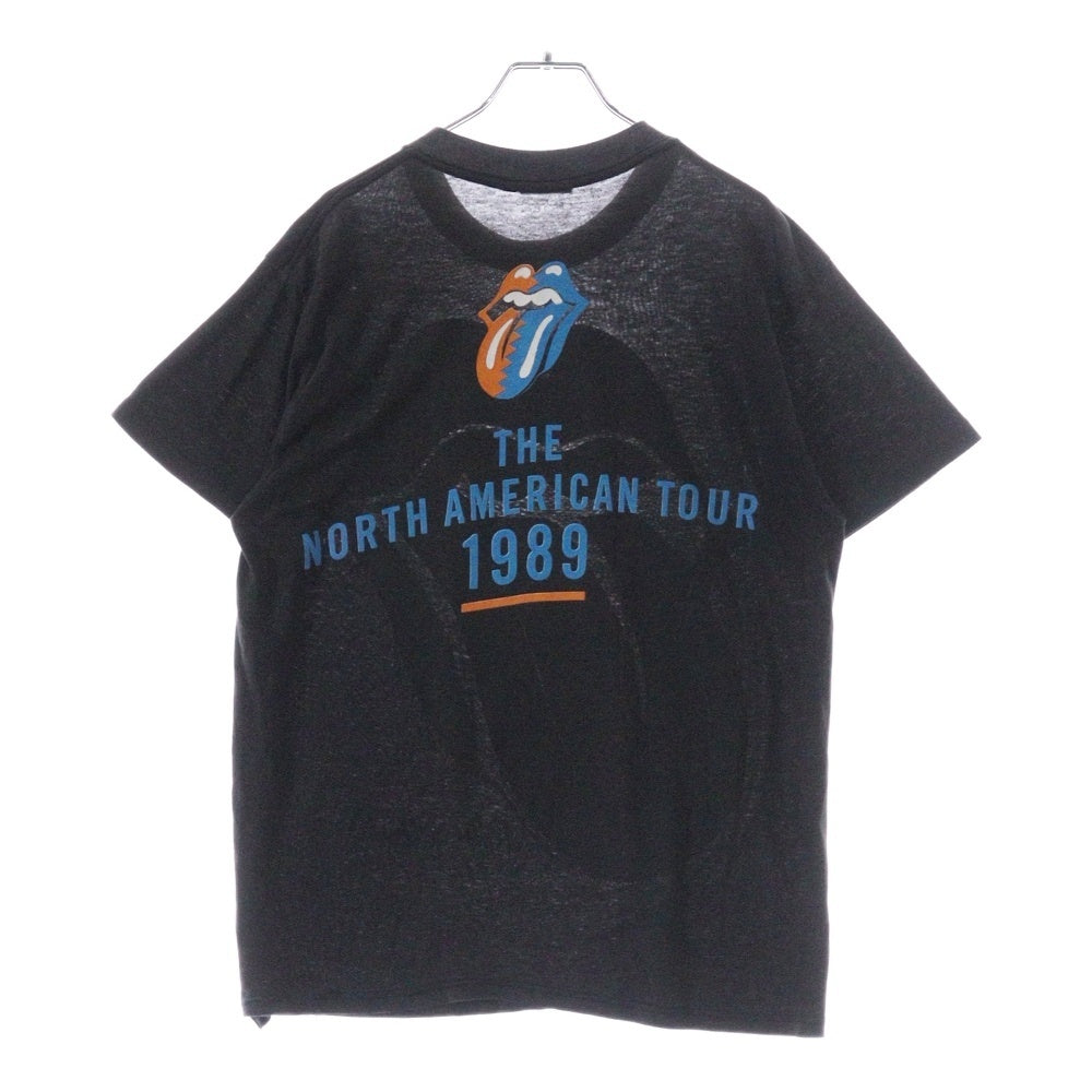 VINTAGE(ヴィンテージ) 80s ROLLING STONES ローリングストーンズ 1989 NORTH AMERICAN TOUR クルーネック半袖Tシャツ カットソー ブラック