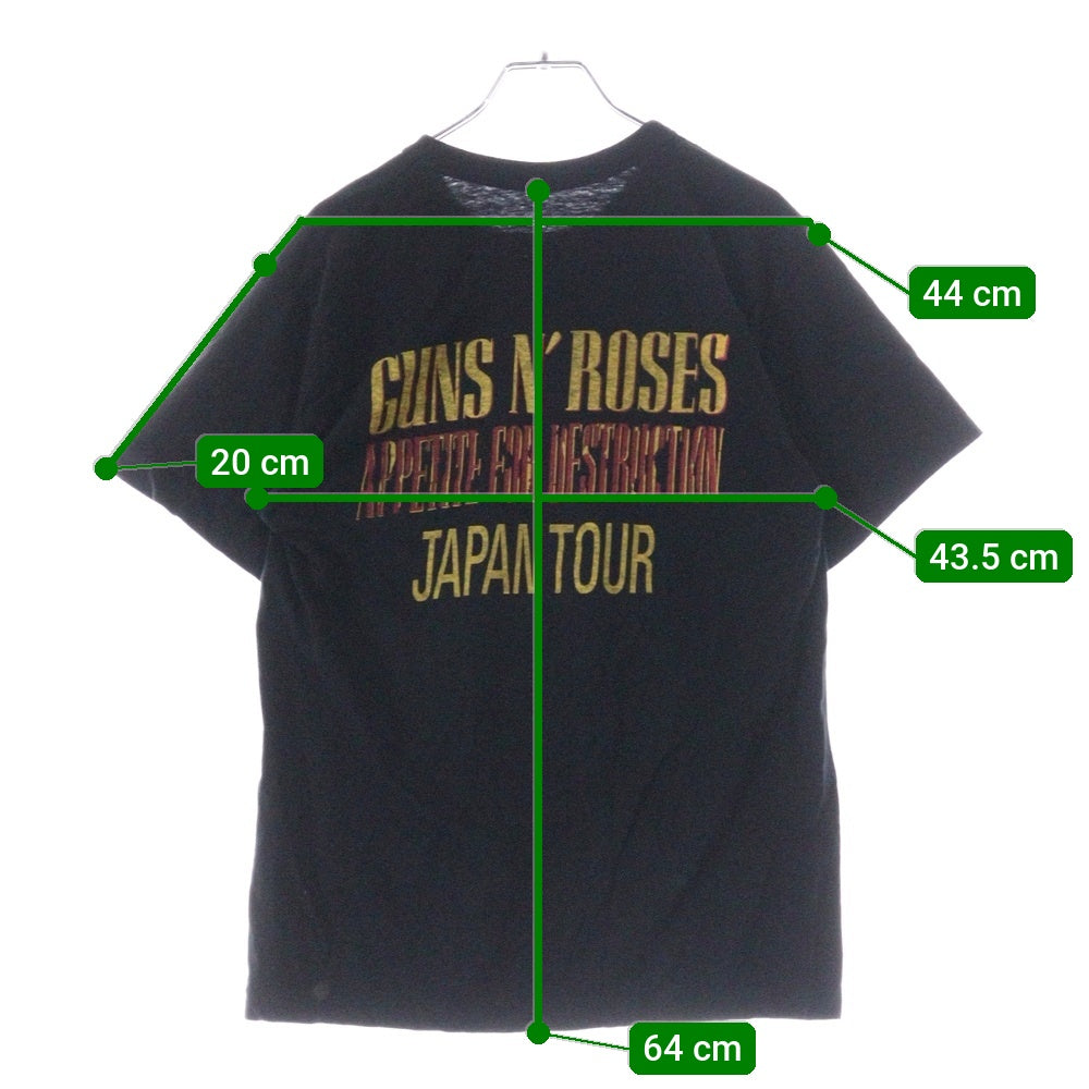 VINTAGE(ヴィンテージ) 80s GUNS N'ROSES ガンズアンドローゼズ APPETITE FOR DESTRUCTION JAPANTOUR クルーネック半袖Tシャツ カットソー ブラック