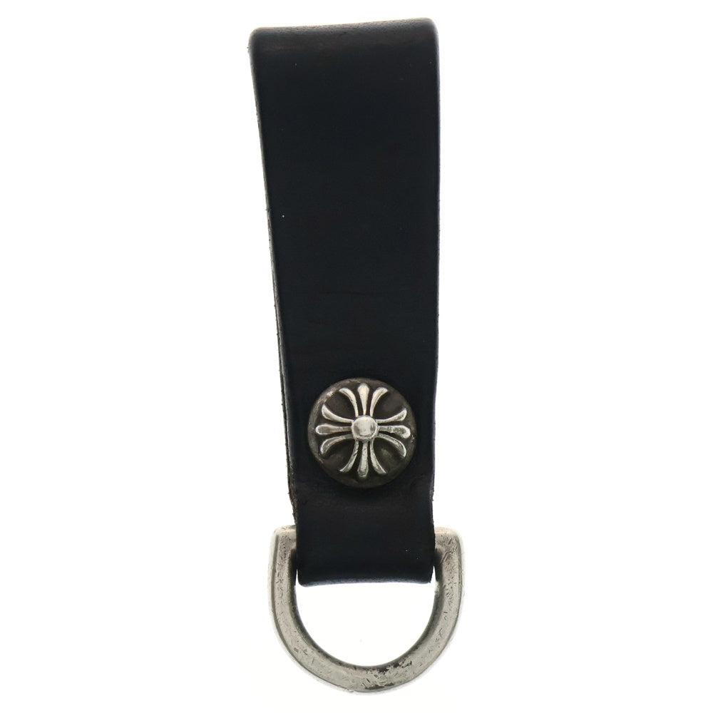 CHROME HEARTS(クロムハーツ) BELT LOOP レザーベルトループ クロスボールボタン ブラック/シルバー