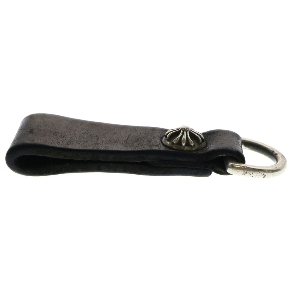 CHROME HEARTS(クロムハーツ) BELT LOOP レザーベルトループ クロスボールボタン ブラック/シルバー