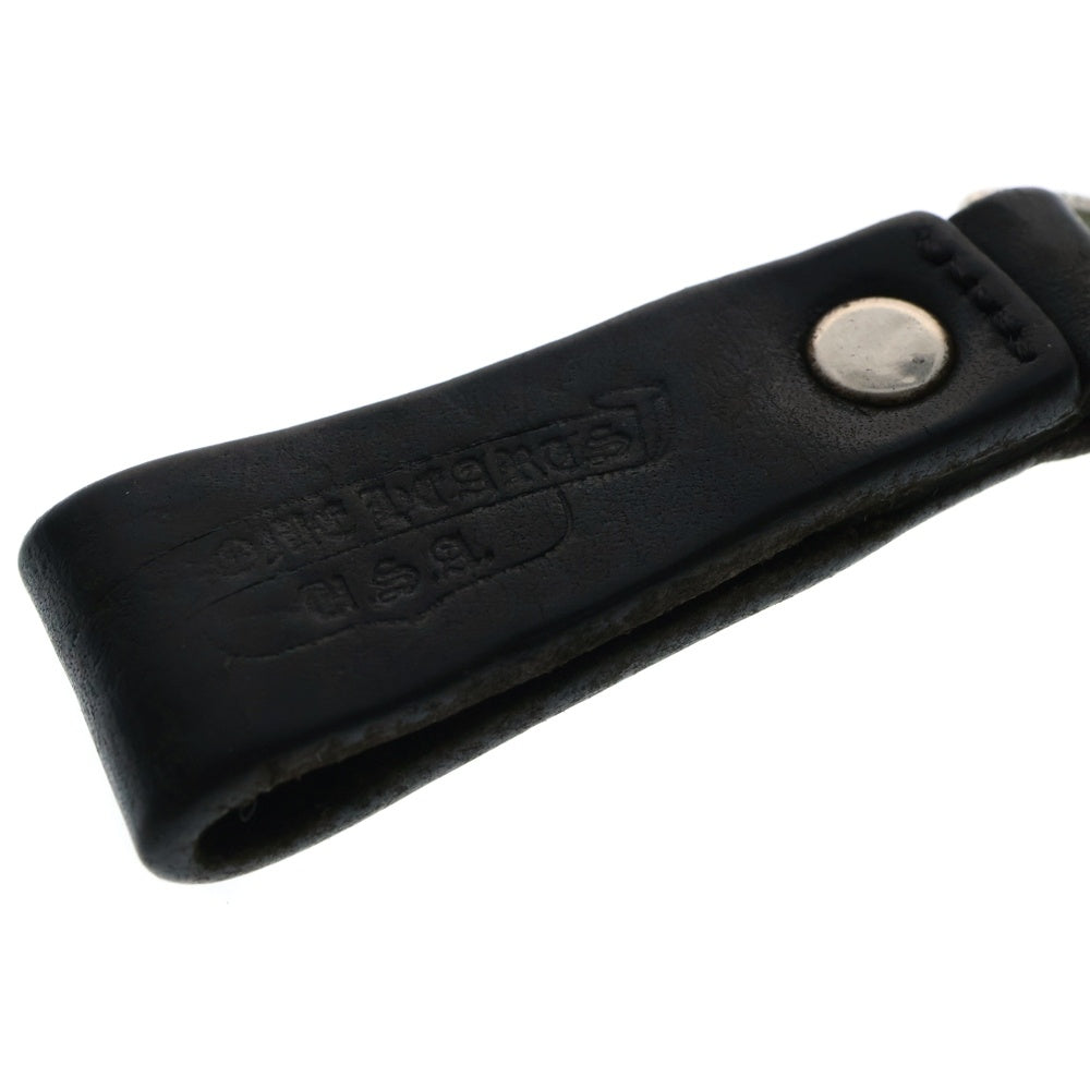 CHROME HEARTS(クロムハーツ) BELT LOOP レザーベルトループ クロスボールボタン ブラック/シルバー