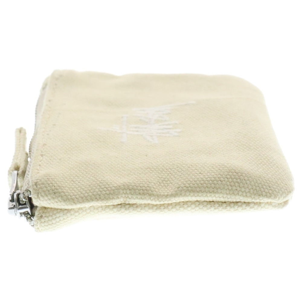 STUSSY(ステューシー) CANVAS COIN POUCH ロゴ刺繍 キャンバスコインポーチ コインケース アイボリー 134256