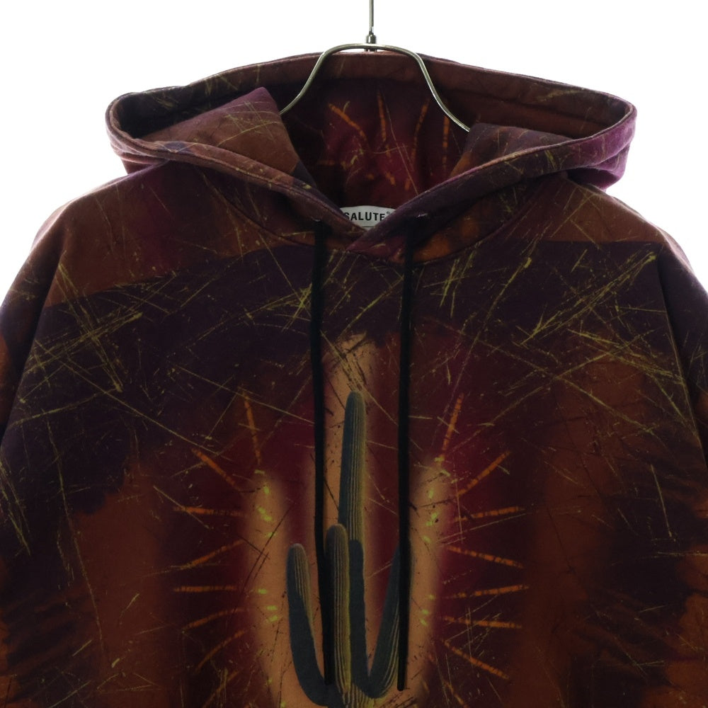 SALUTE(サルーテ) CACTUS PRINTER HOODIE サボテンプリント 総柄プルオーバーパーカー レッド