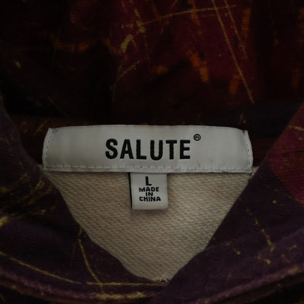 SALUTE(サルーテ) CACTUS PRINTER HOODIE サボテンプリント 総柄プルオーバーパーカー レッド