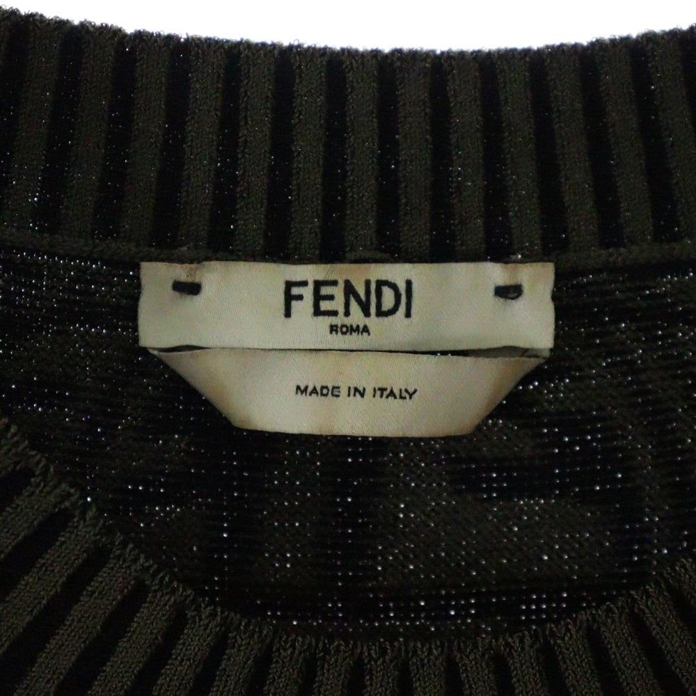 FENDI(フェンディ) ズッカ柄 半袖ニットロングワンピース レディース グリーン FZD891 AGF1