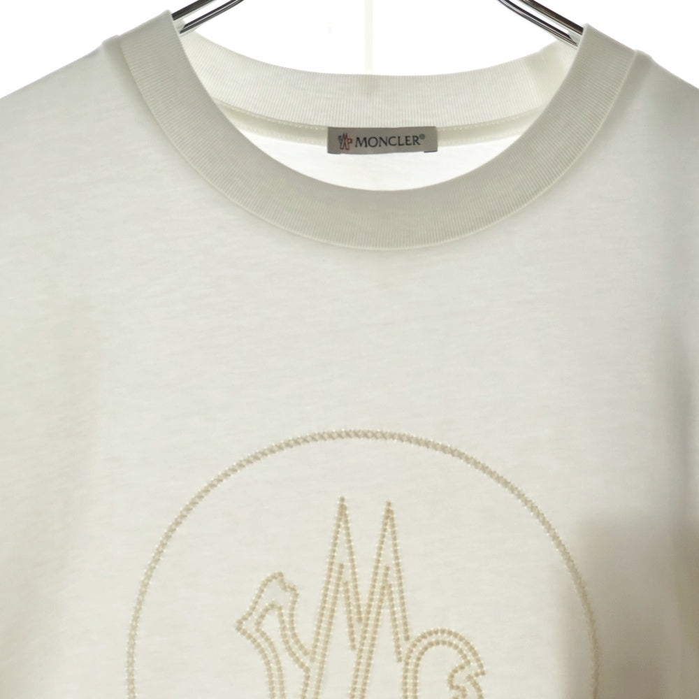 MONCLER(モンクレール) MAGLIA MANICHE CORTE SS T-SHIRT フロント刺繍ロゴ クルーネック半袖Tシャツカットソー ホワイト I10938C00014