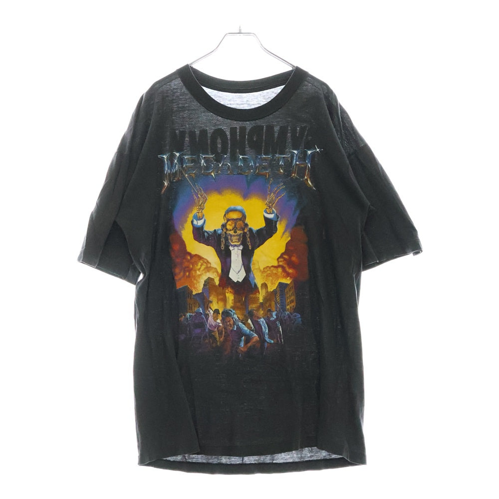 VINTAGE(ヴィンテージ) 90s MEGADETH SYMPHONY OF DESTRUCTION メガデス 両面プリント クルーネック半袖Tシャツカットソー グレー